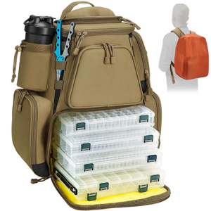 Plecak na sprzęt wędkarski z 4 pudełkami na sprzęt i wodoodporną osłoną przeciwdeszczową